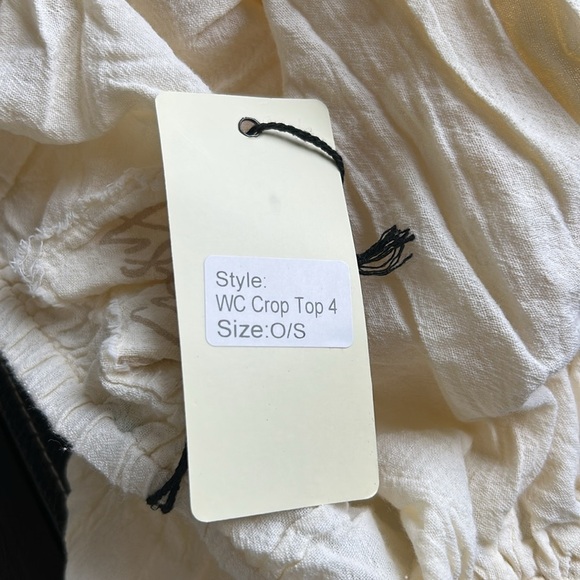 Jaded Gypsy Crop Top Cream Long Bell Sleeve Logo Back Boho One Size NEW - Picture 8 of 8